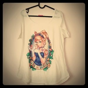 d-mambo Tops - Tattoed Cinderella tshirt size plus size xxl d-mambo Tops - Tattoed Cinderella tshirt size plus size xxl